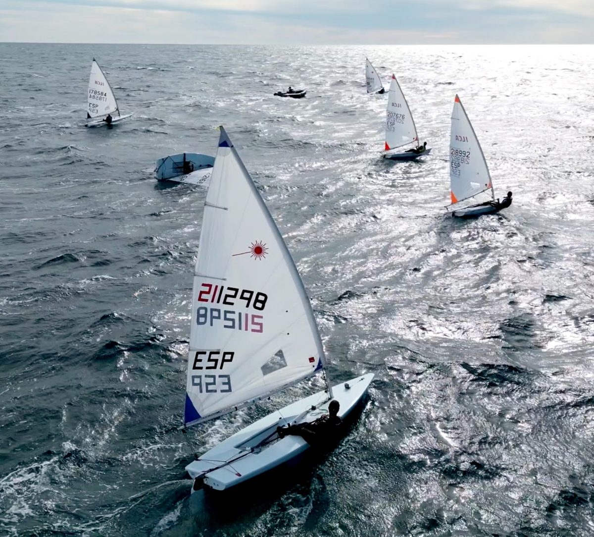 ILCA squad training at sea